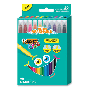 BIC® Kids Ultra Washable Markers, Medium Bullet Tip, Assorted Colors, 20-pack freeshipping - TVN Wholesale